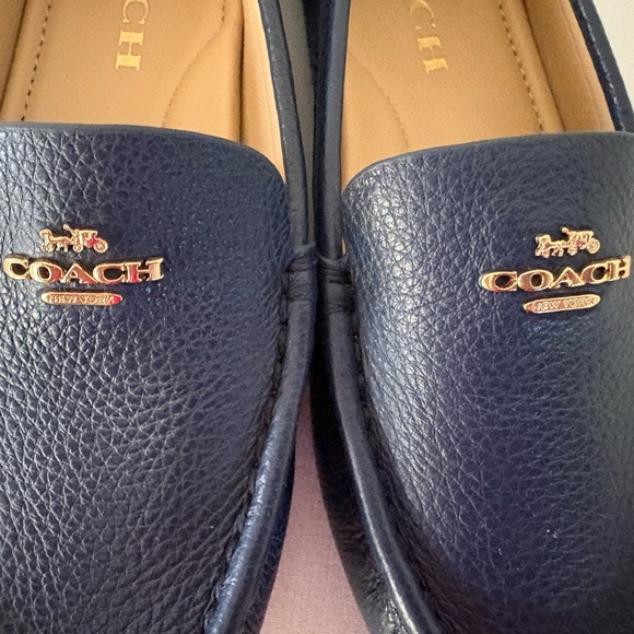 Coach Dark Blue Leather Loafers with Gold Accent - Picture 5 of 10